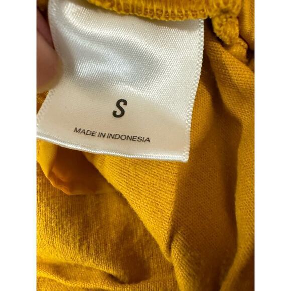 Express Linen Blend Mustard Yellow Wide Leg Elastic Waist Pants Size Small - Picture 4 of 5